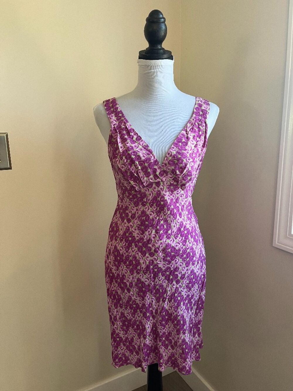 Vintage Betsey Johnson Dress, Pink roses, Circa 1995, Size Small